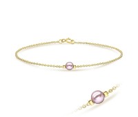 Pink Pearl Gold Plated Silver Bracelet BRS-01-GP